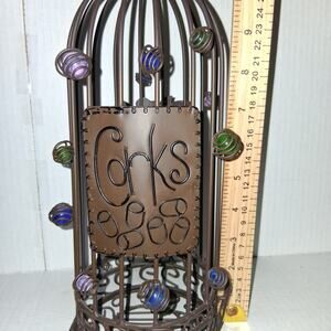 Wire bottle shaped wine cork holder